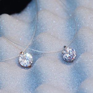 NEW 2CT Solitaire Diamond Invisible Chain Necklace